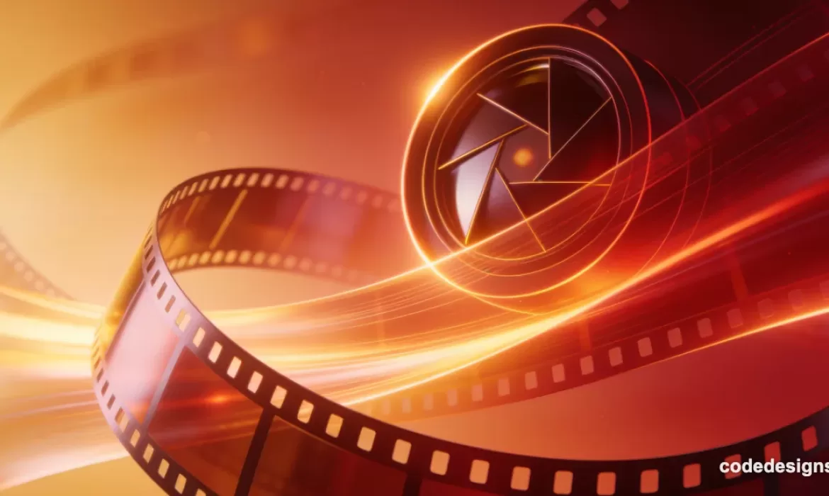 Abstract editorial illustration in amber and red tones representing AI video production workflows