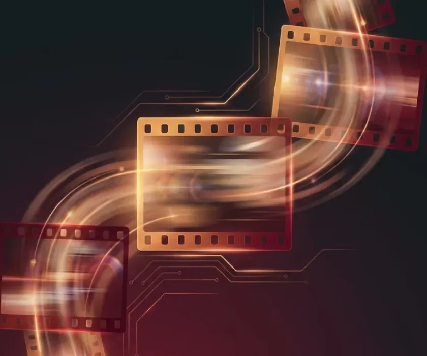 Abstract amber and red illustration representing AI video tools 2026