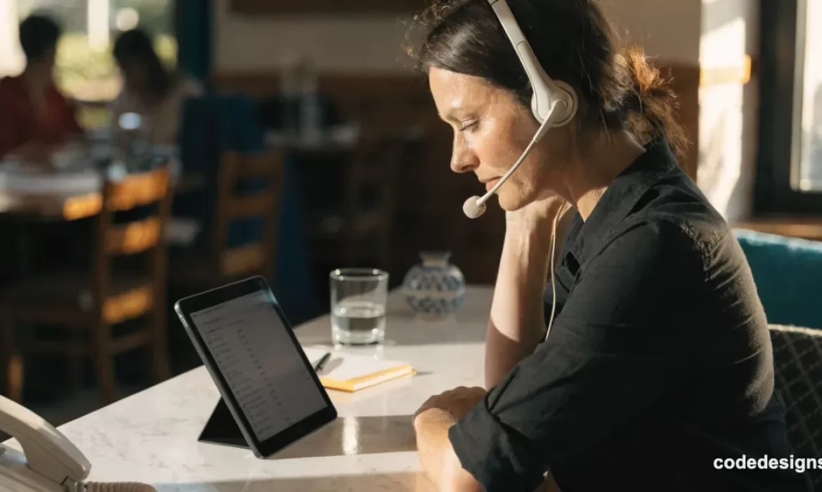 Small business owner using an AI voice agent to manage phone calls