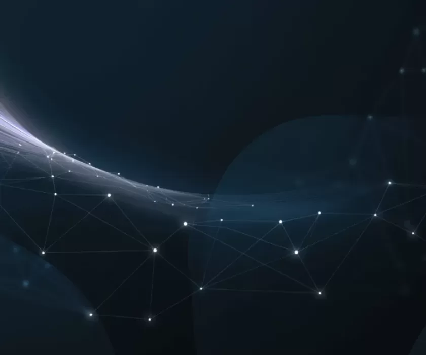 Abstract dark teal and navy background representing the Claude Sonnet 5 AI model