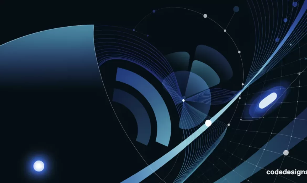 Abstract dark teal and navy background illustrating Cloudflare AI bot management and web security