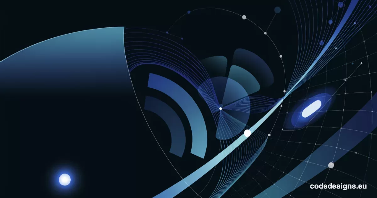 Abstract dark teal and navy background illustrating Cloudflare AI bot management and web security