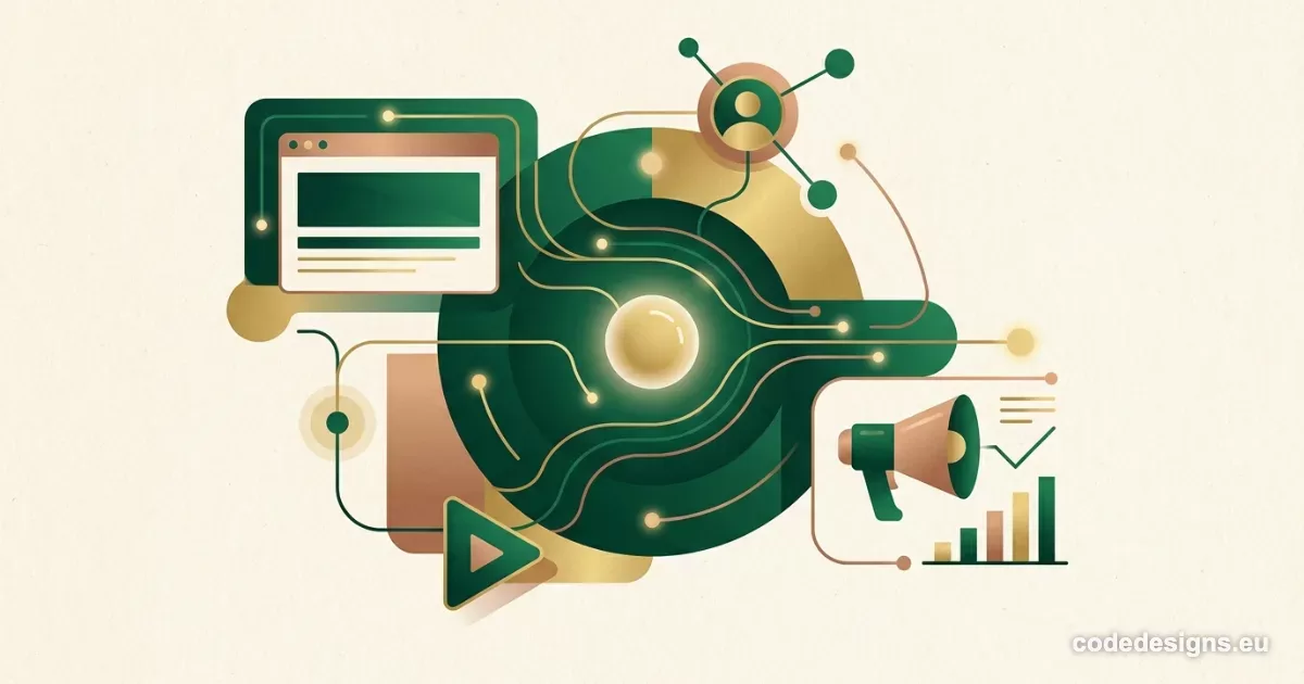 Abstract green and gold illustration representing a 360 digital agency Cyprus approach