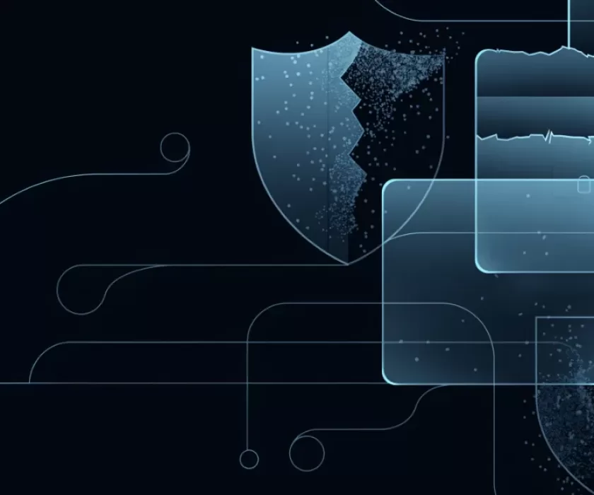 Abstract dark teal and navy illustration representing Gemini 3.8 Flash Cyber AI vulnerability patching