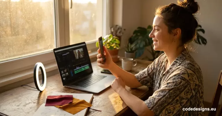 Small business owner using Instagram video editing tips to film and edit a short vertical video
