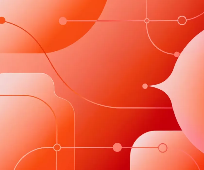 Abstract orange and red illustration representing social media management in Cyprus