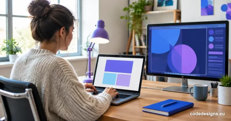 Web designer working on a site layout, illustrating the WordPress 7.2 release and Gutenberg updates