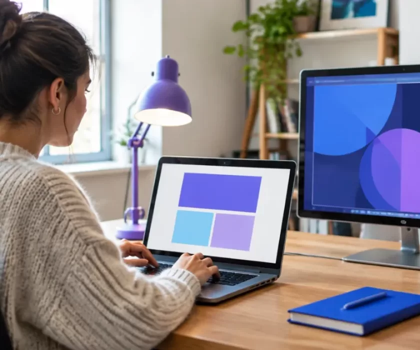 Web designer working on a site layout, illustrating the WordPress 7.2 release and Gutenberg updates